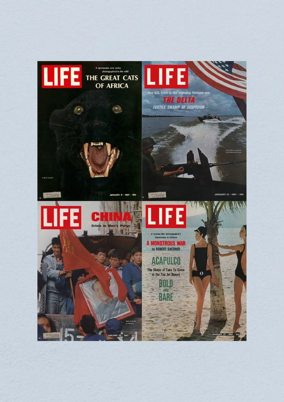 Life Magazine January 27, 1967 issue showcasing cultural highlights, including sports and fashion, amidst rising tensions in society.