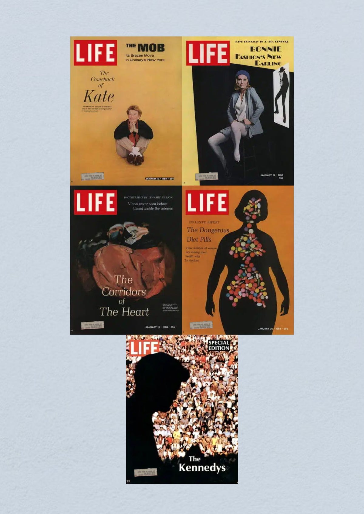 Life Magazine January 26, 1968 featuring the special edition cover titled 'The Kennedys', part of the January 1968 magazine lot.