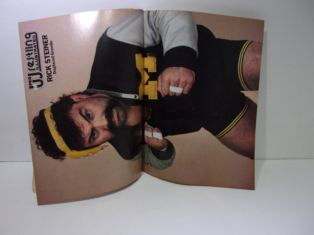 Highlighted feature in Pro Wrestling Illustrated April 1989 showcasing Rick Steiner, a well-known professional wrestler, with his image prominently displayed.