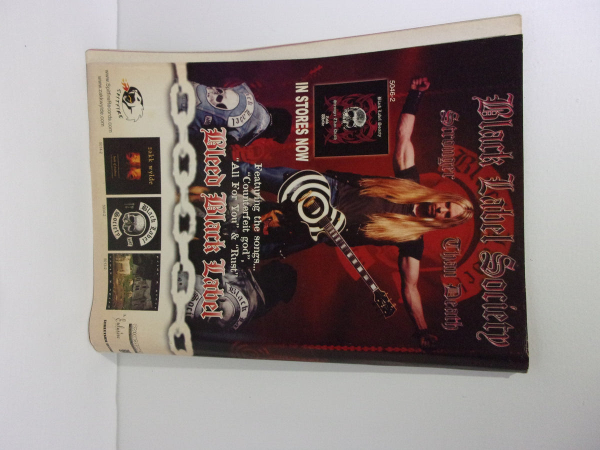 Advertisement page inside Wrestling World Magazine featuring Black Label Society, promoting musical content alongside wrestling themes.