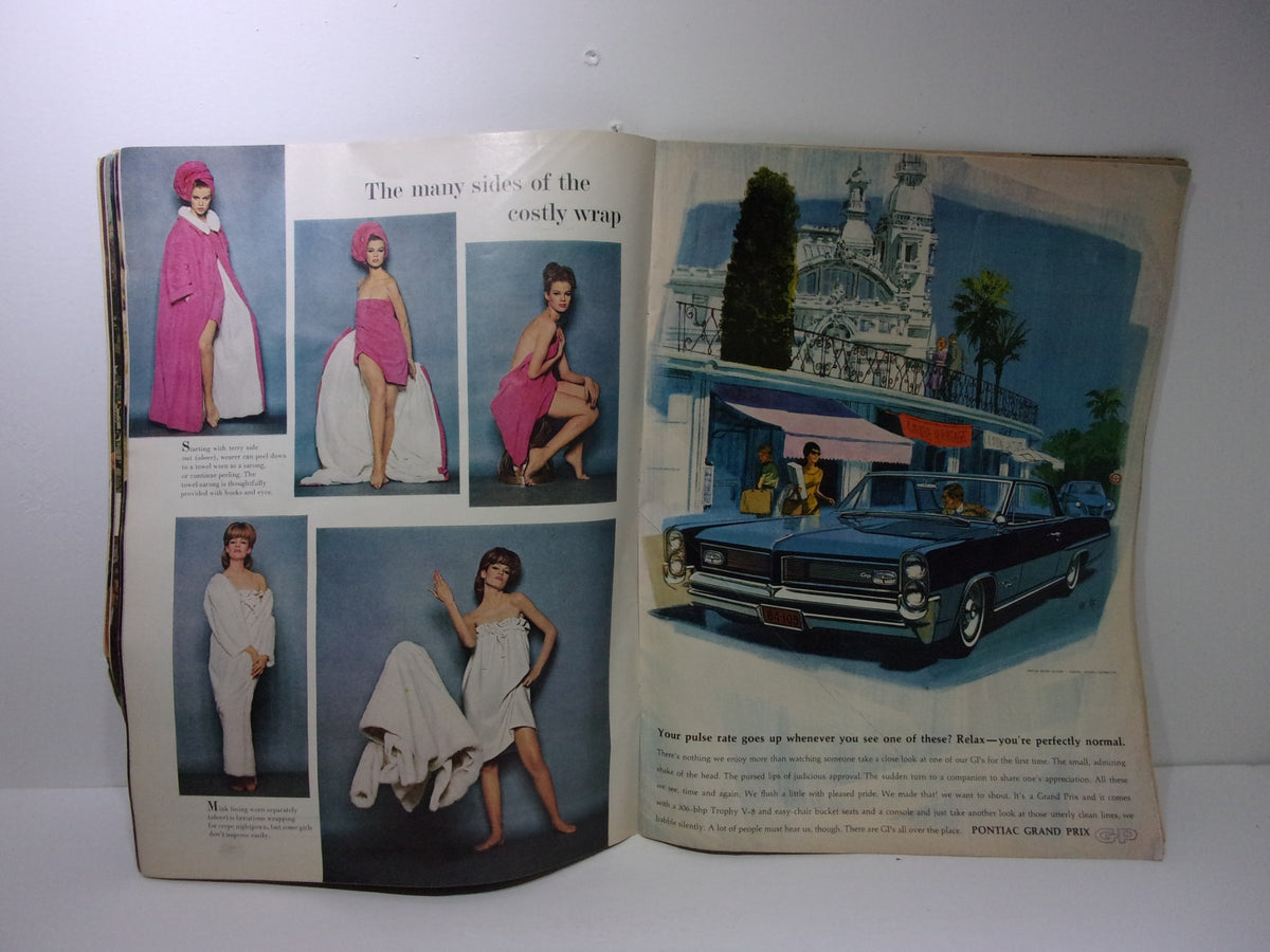 1963 Budweiser Magazine Ad: A Tradition in Hospitality showcasing models in various costumes for stylish wraps, illustrating vintage fashion alongside a classic American automotive design.