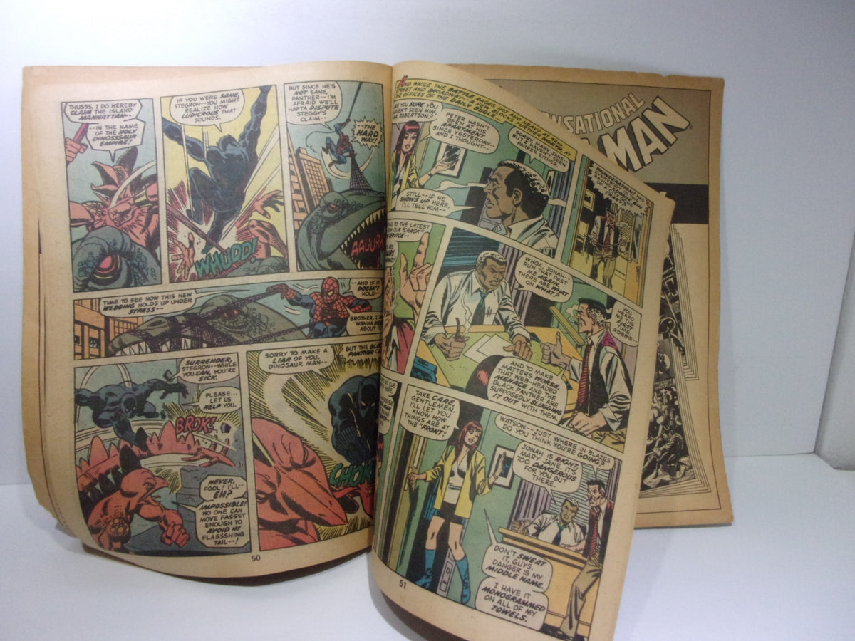 Interior page spread from Marvel Treasury Edition The Sensational Spider-Man #22 showcasing comic panels with Spider-Man in action and interactions with various characters.