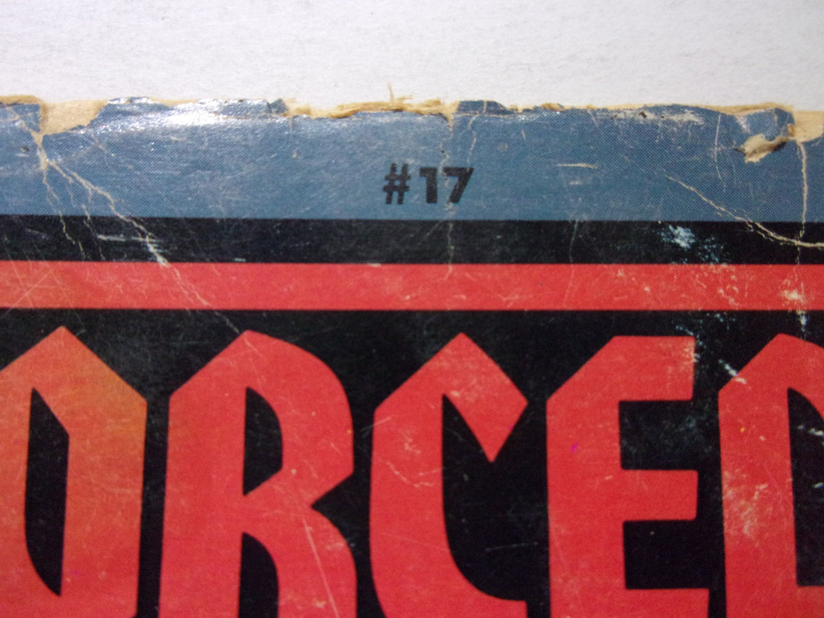 Top corner of Forced Exposure Magazine #17 with the issue number clearly visible, emphasizing its place in vintage magazine history.