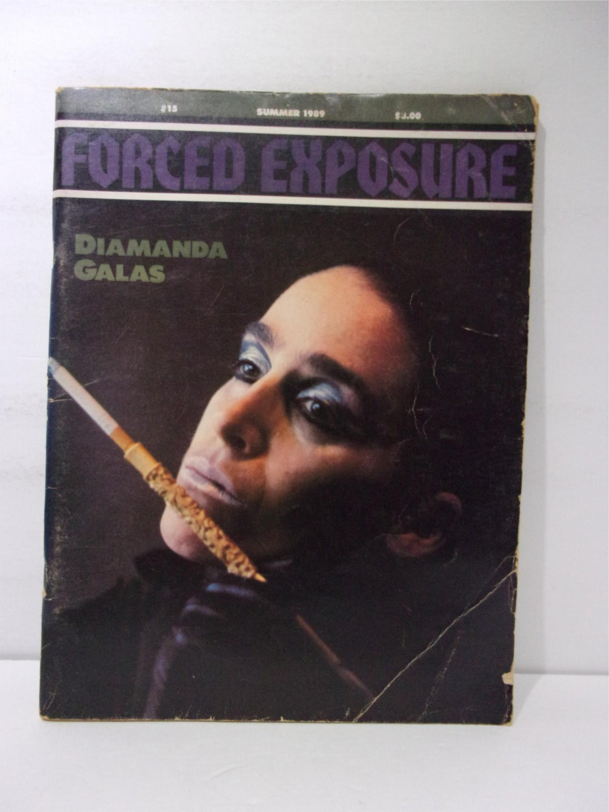Cover of Forced Exposure Magazine #15 from Summer 1989 featuring Diamanda Galas, showcasing her avant-garde style and artistry.