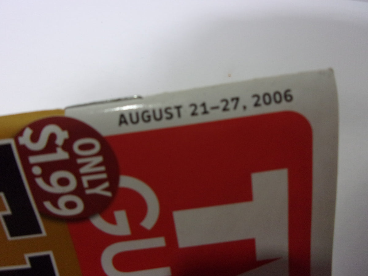 Close-up of TV Guide highlighting the publication date August 21-27, 2006, with a price tag of $1.99.