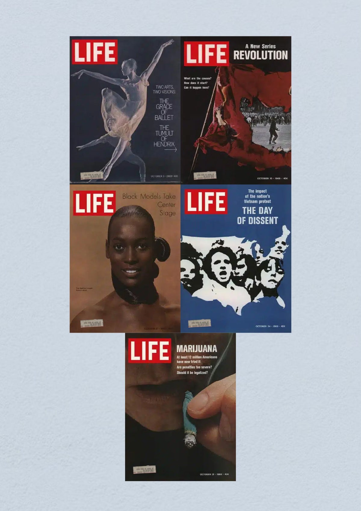 Life Magazine October 24, 1969 discussing marijuana legalization, included in the Life Magazine Lot of 5 from October 1969.