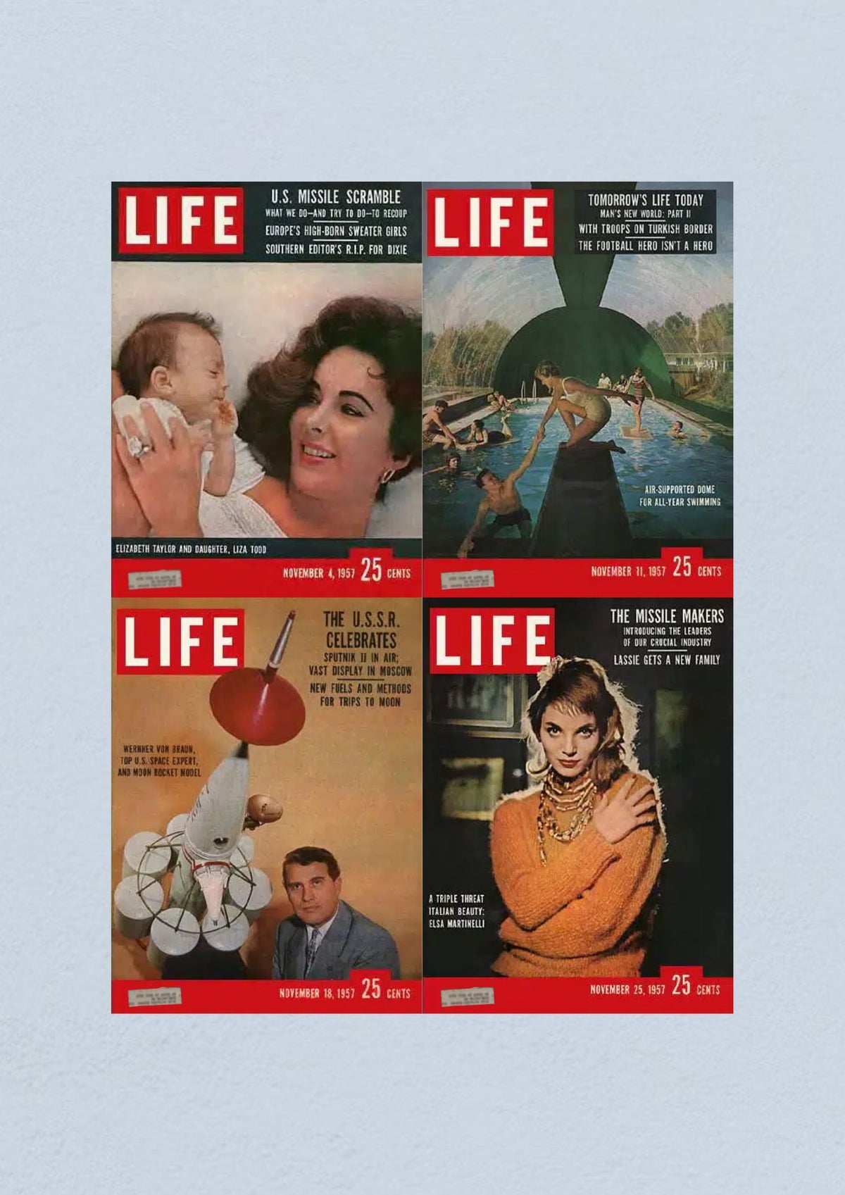 Life Magazine Cover for November 25, 1957 featuring Elsa Martinelli, discussing key achievements in the U.S. and ongoing cultural discussions, part of a collection from the Civil Rights Era.