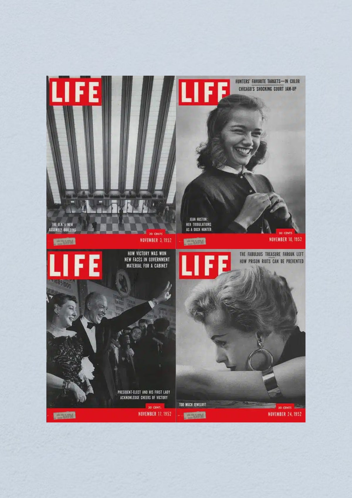Life Magazine November 24, 1952 cover concluding the month with commentary on important cultural events and U.S. politics from the era.
