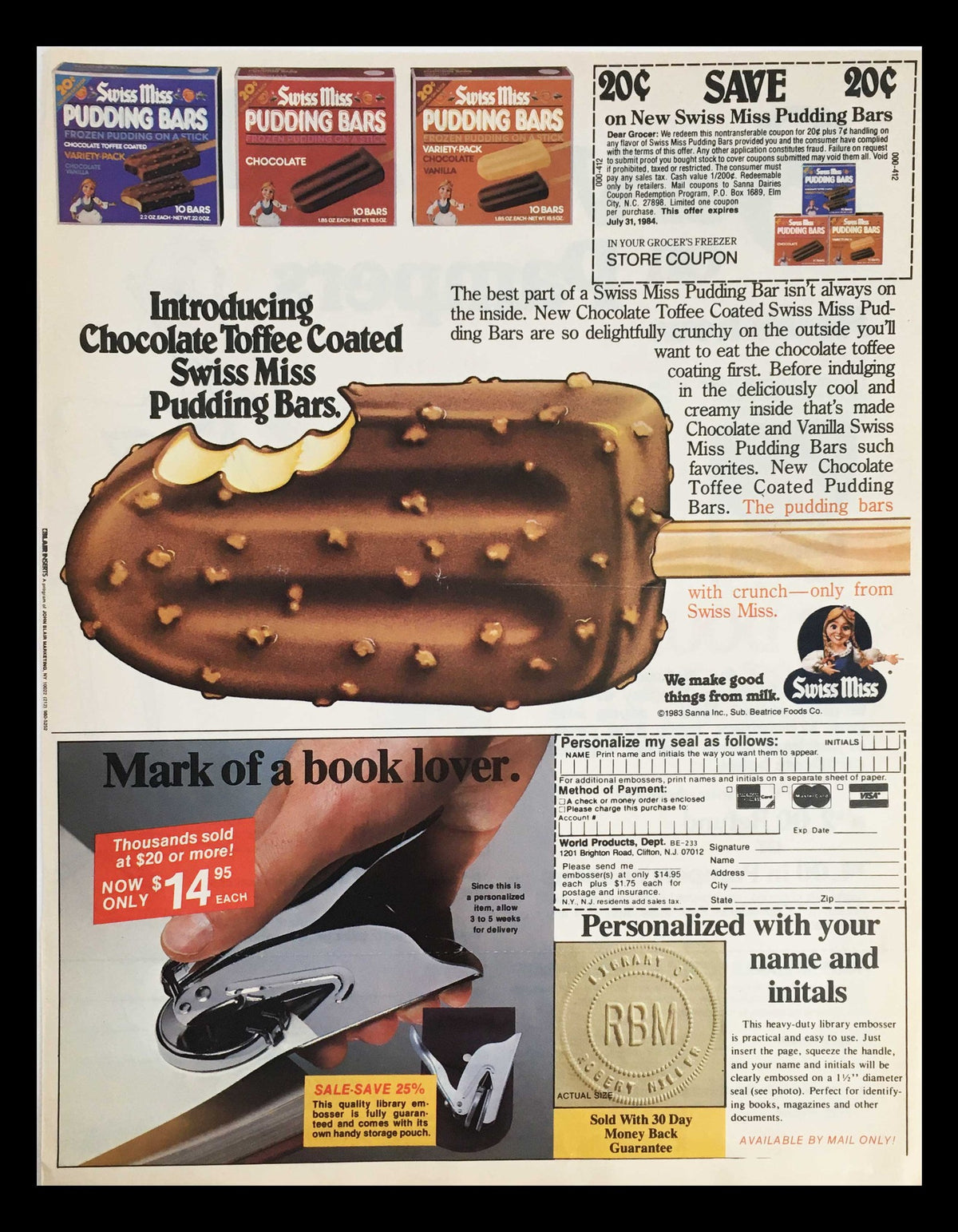 1983 Pampers Teddy Bear Baby Diaper Circular Coupon Advertisement featuring an image of expired coupons in good condition, measuring 11 1/4 x 8 3/4 inches, including both front and back views.
