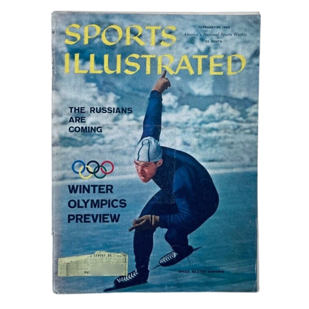 1960 February 15 Sports Illustrated Magazine cover showcasing speed skater Voronin with a headline about the upcoming Winter Olympics, part of a 9 Magazine collection.