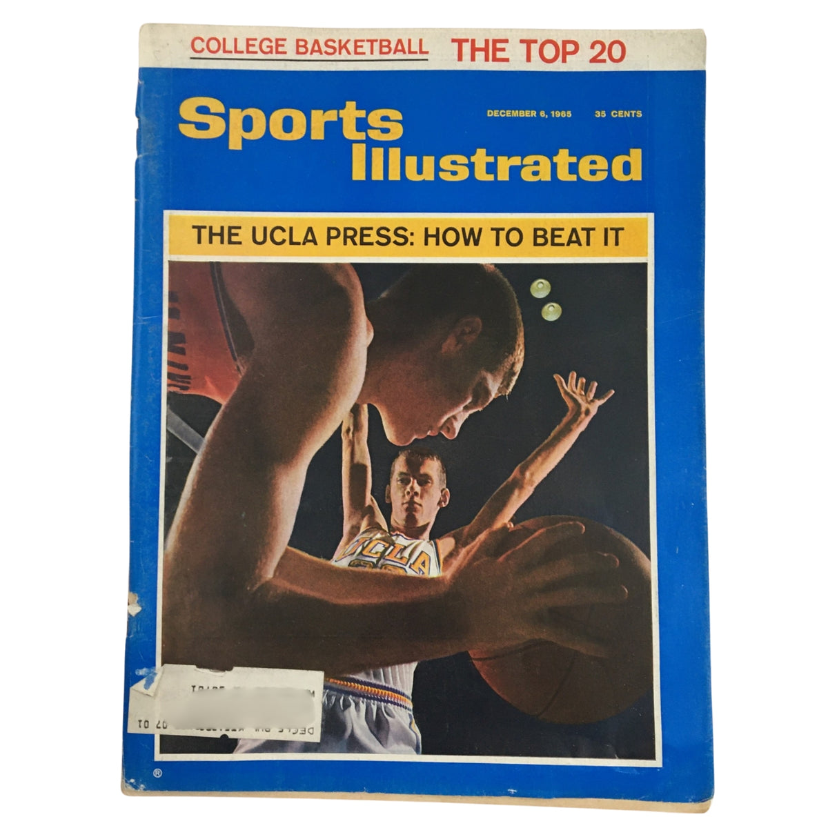 Vintage Sports Illustrated magazine cover from December 6, 1965, titled 'The UCLA Press: How to Beat It' showcasing college basketball themes.