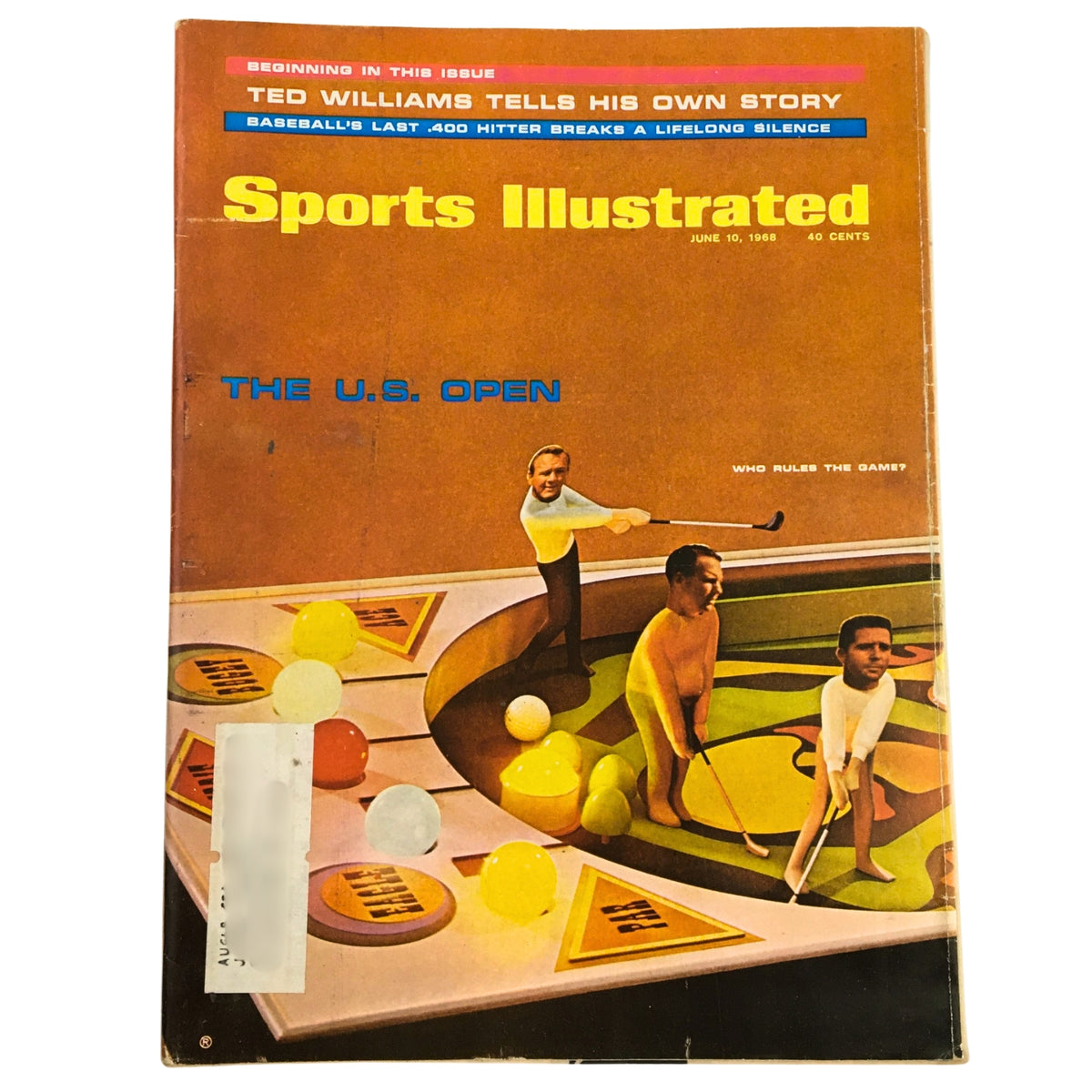 Cover of Sports Illustrated magazine from June 10, 1968, featuring the headline 'Ted Williams Tells His Own Story' with a colorful graphic. Included in the lot of 6 1960s-1990s Sports Illustrated Magazine Baseball Legends and History.