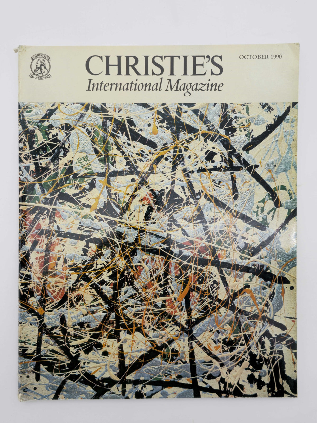 Cover of Christie's International Magazine October 1990 featuring abstract art, themed 'Genius of Gainsborough', showcasing the elegance and creativity in art and culture.