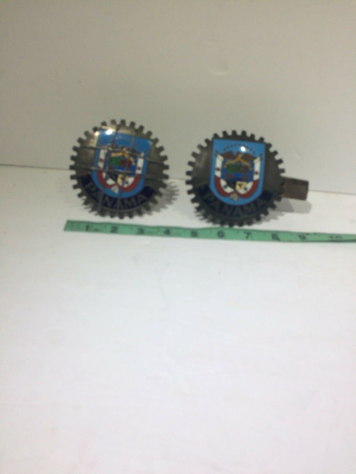 Lot of 2 Vintage Panama EMBLEM BADGE METAL 4" Advertising, Souvenir