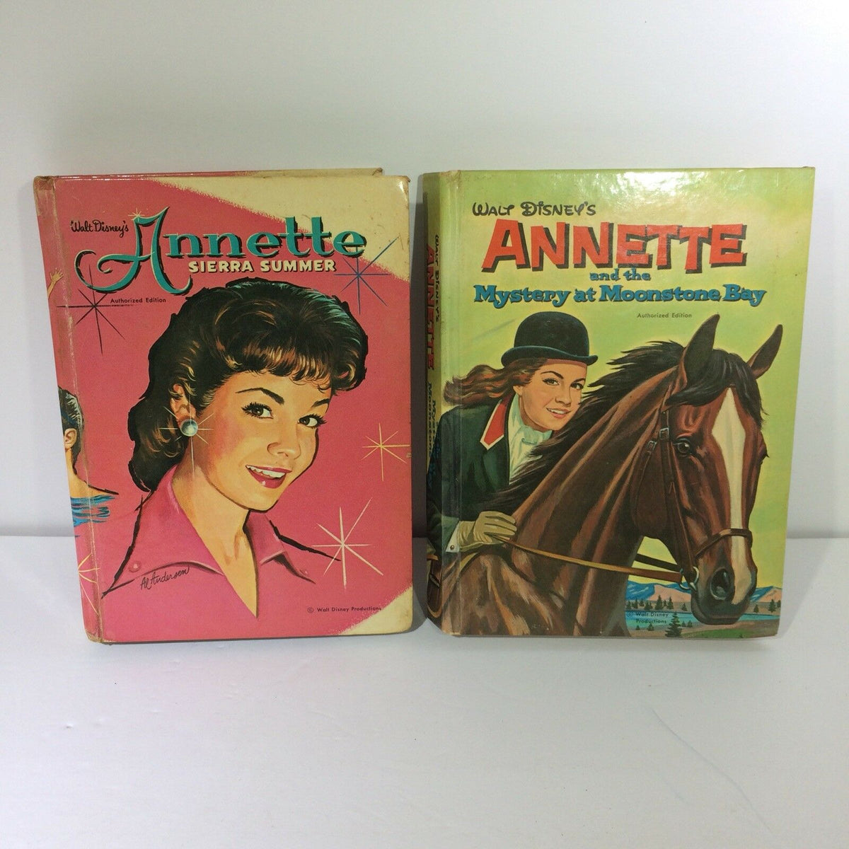 Walt Disney's Annette Books collection featuring 'Sierra Summer' and 'Mystery at Moonstone Bay'. Vintage covers showcasing Annette Funicello and adventure themes.