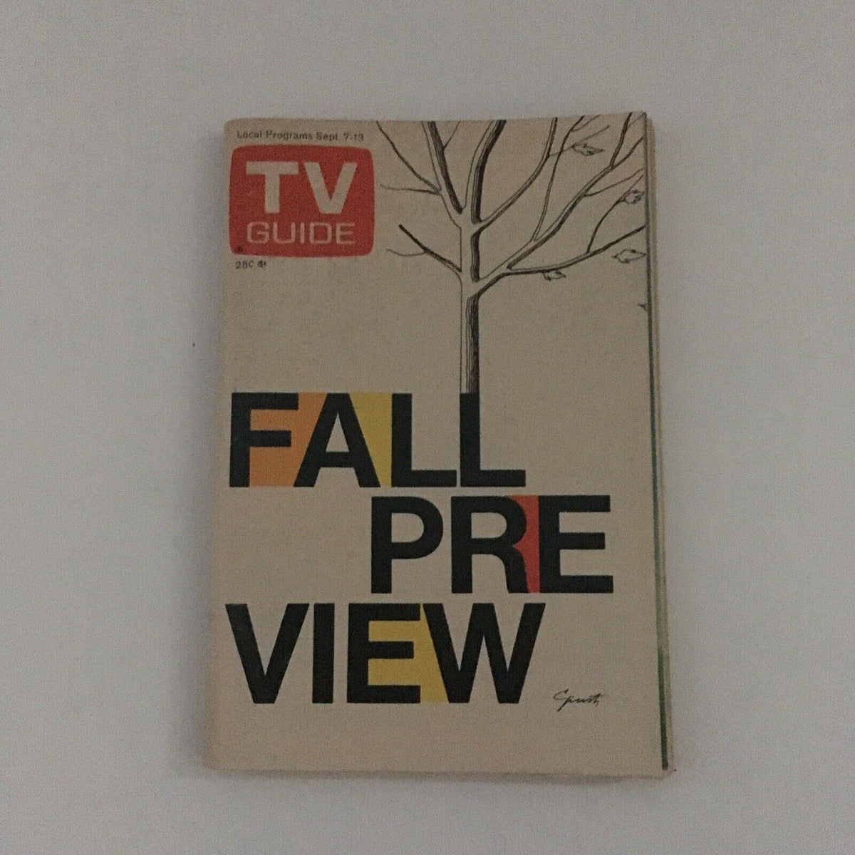 Complete Year Of TV Guide Magazines 1974 highlighting the Fall Preview edition with a minimalist design, displaying a tree and bold typography.