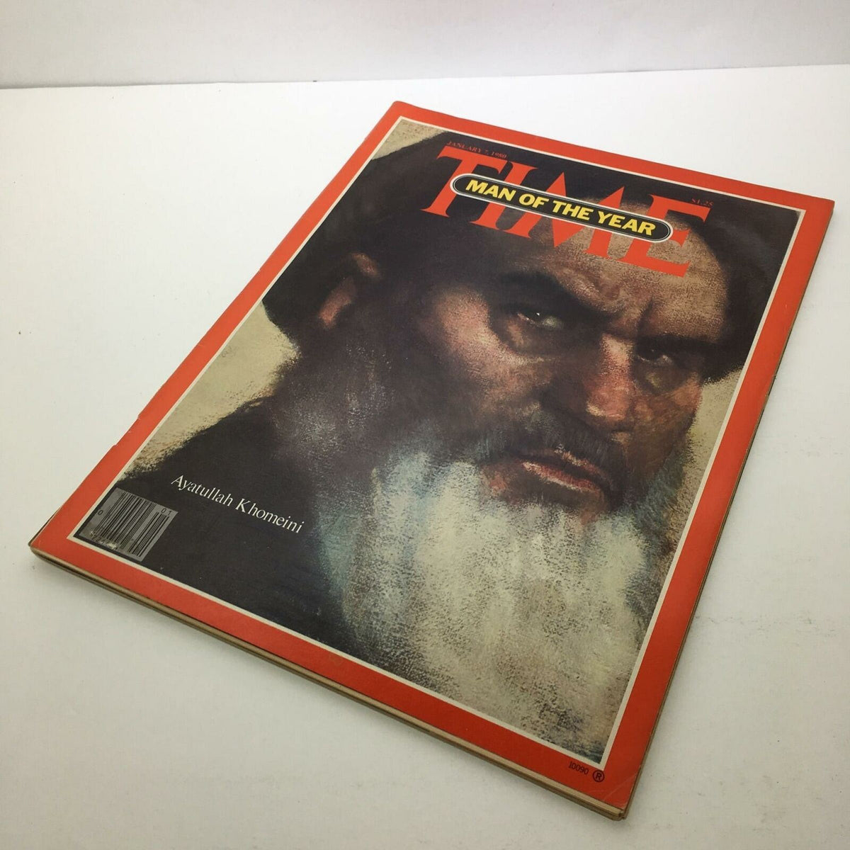 Front cover of Time Magazine January 7, 1980, displaying the portrait of Ayatollah Khomeini, titled 'Man of the Year'.