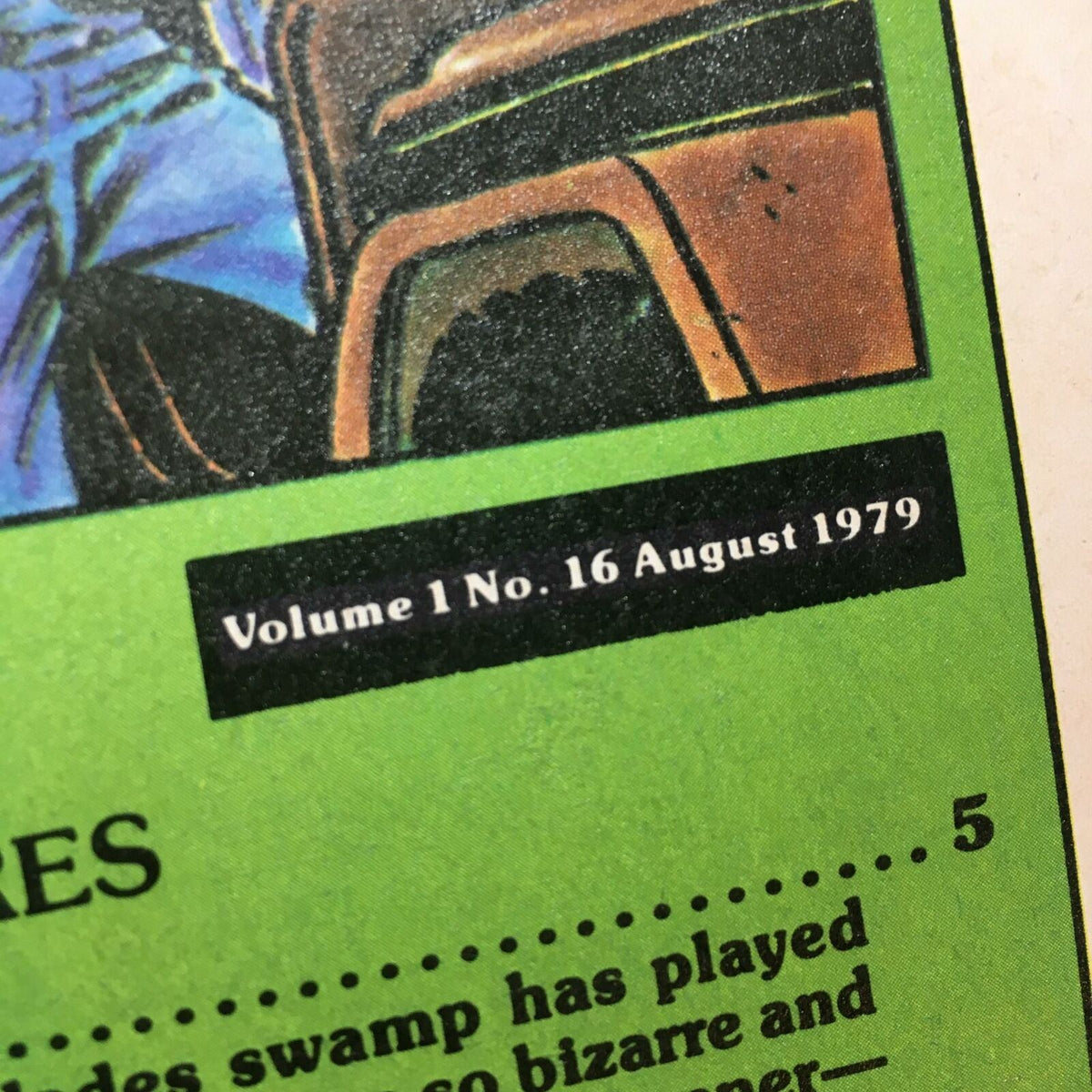 Close-up of the date and volume information on the front cover of Vintage Stan Lee Presents: The Hulk! Volume 1 No. 16 August 1979.