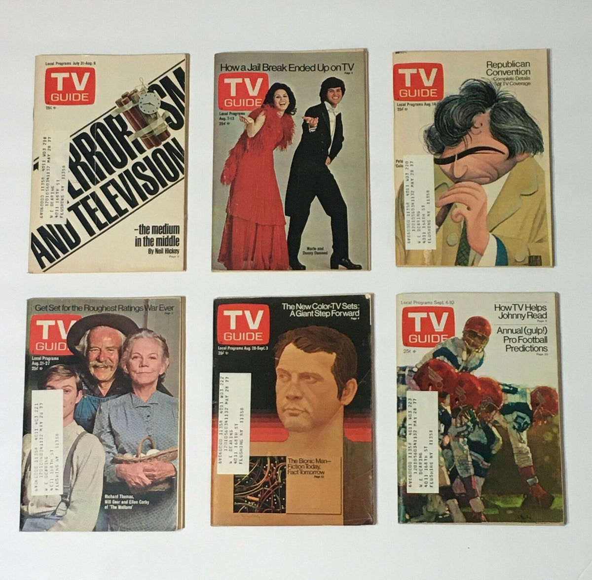 Complete Year Of TV Guide Magazines 1976, 52 Issues: Special Issue Fall Preview illustrating August 1976 TV Guide covers about TV ratings, modern TV sets, and political conventions.