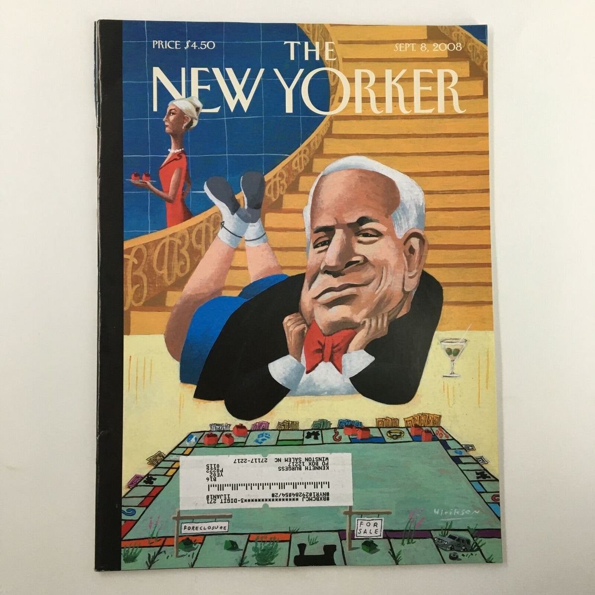 Cover of The New Yorker magazine dated September 8, 2008, featuring a striking illustration of John McCain by Mark Ulriksen, portraying a key moment in U.S. political history.