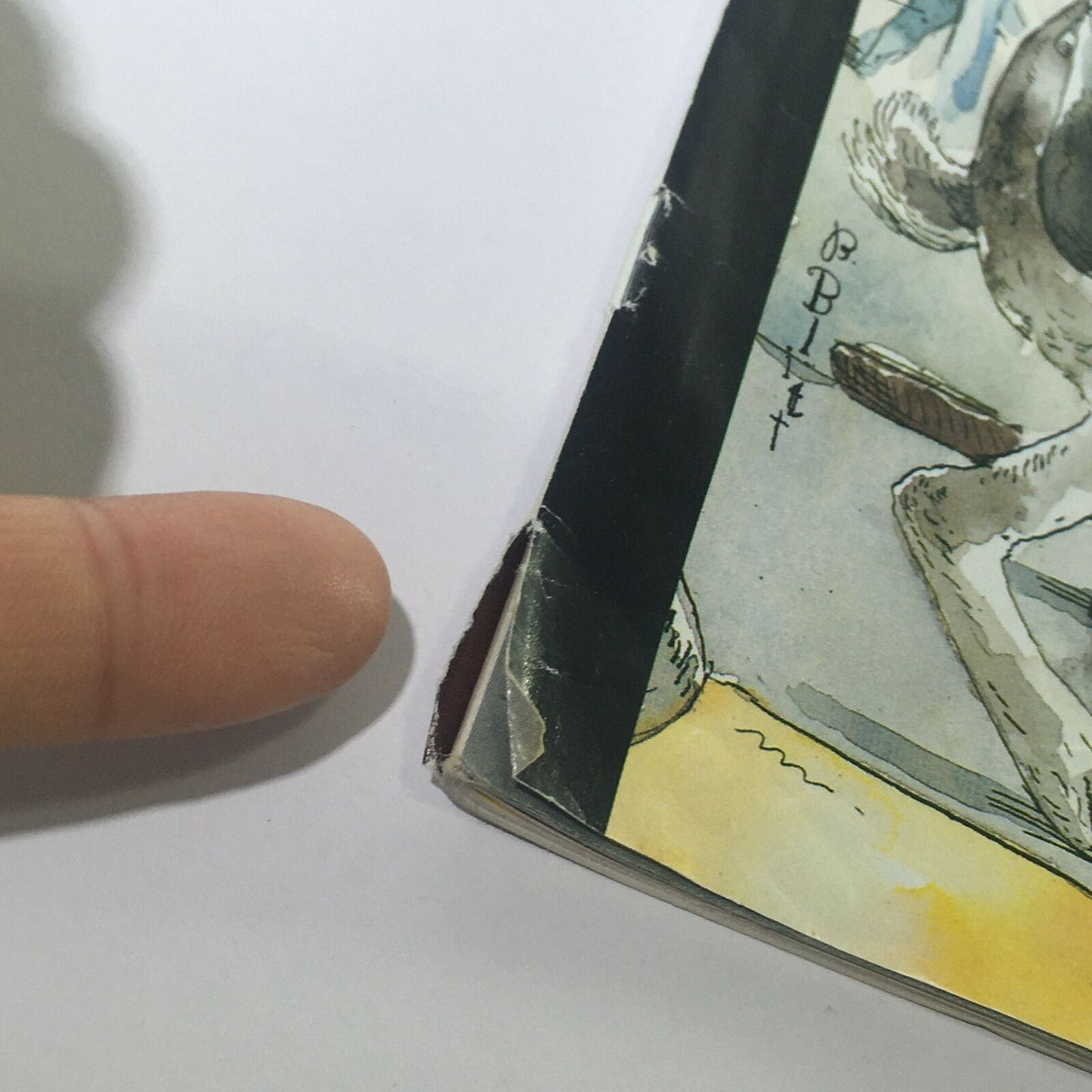 Close-up view of the corner of The New Yorker September 22 2008 magazine showing minor wear and a small crease, documenting the vintage condition of the collectible.