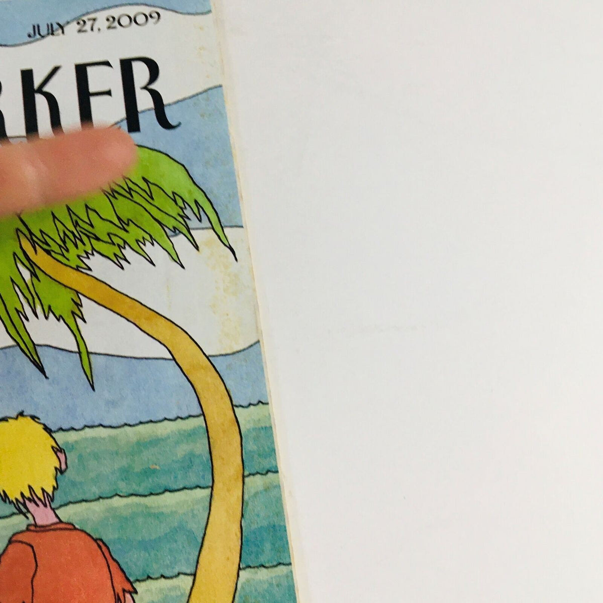 The New Yorker July 27 2009 magazine cover illustrated by Gahan Wilson, featuring a whimsical scene with a palm tree and ocean.