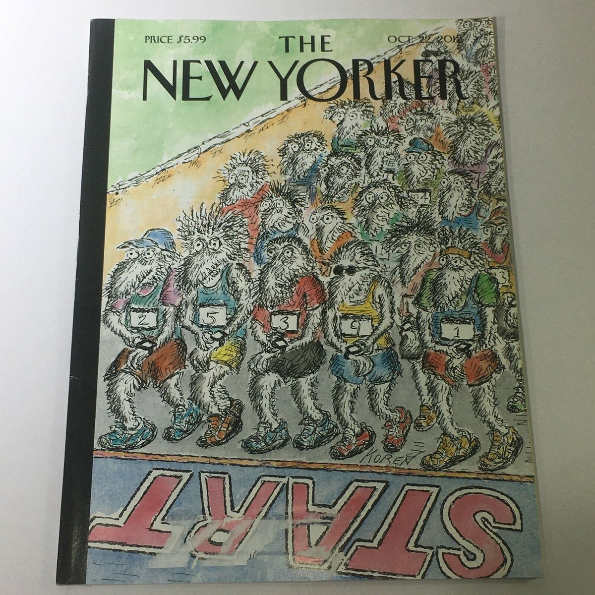 The New Yorker October 22 2012 - Full Magazine cover illustrated by Edward Koren, featuring whimsical characters at a race starting line.