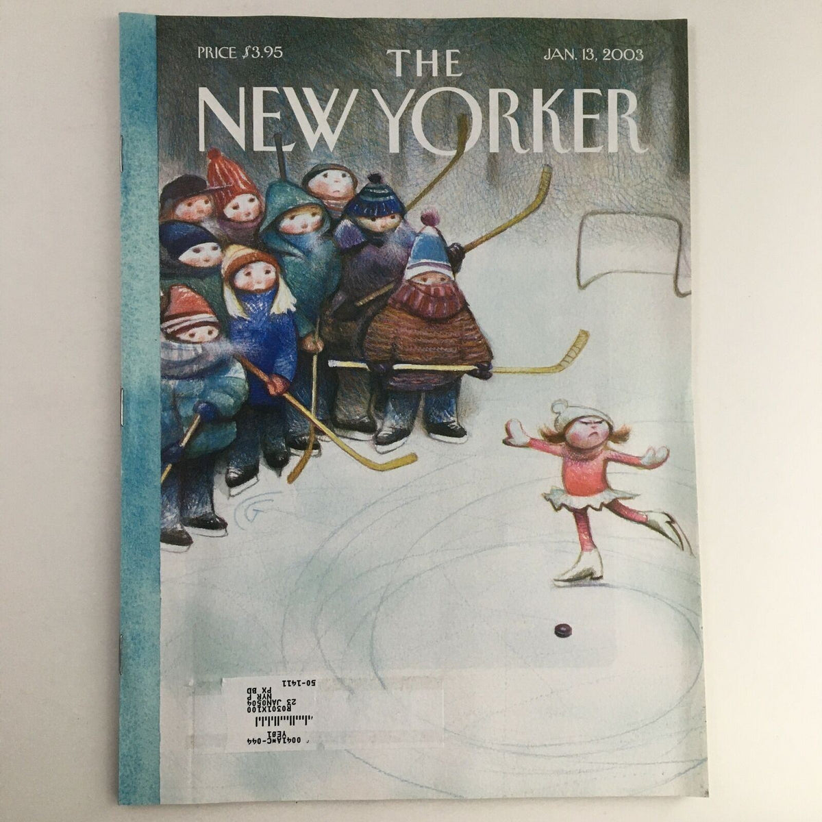 The New Yorker Full Magazine January 13 2003 cover featuring whimsical artwork On The Ice by Carter Goodrich, depicting children playing hockey on ice.