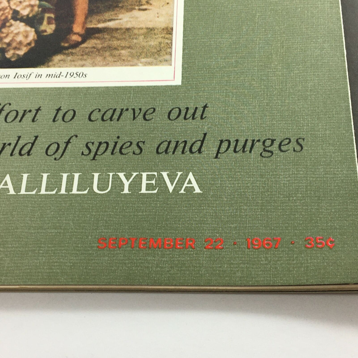 Close-up of the cover of VTG Life Magazine September 22 1967 featuring Svetlana Alliluyeva, highlighting the date and pricing information.