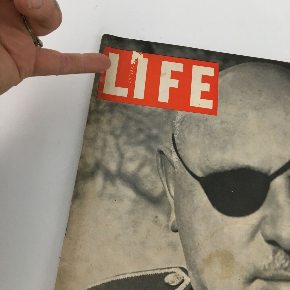 Close-up view of the cover of VTG Life Magazine May 30, 1938, highlighting the title 'LIFE' and the Commander of the Czech Army.
