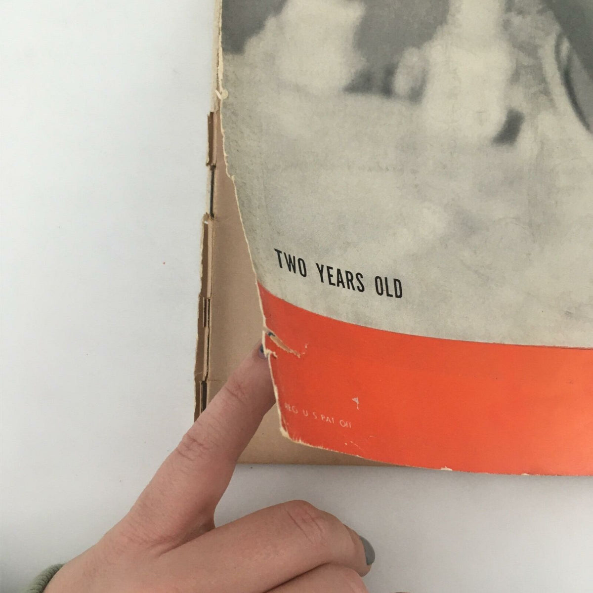 Close-up view of the cover of VTG Life Magazine from November 28, 1938 featuring the text 'Two Years Old' associated with Lynne Geraldine Daniels.