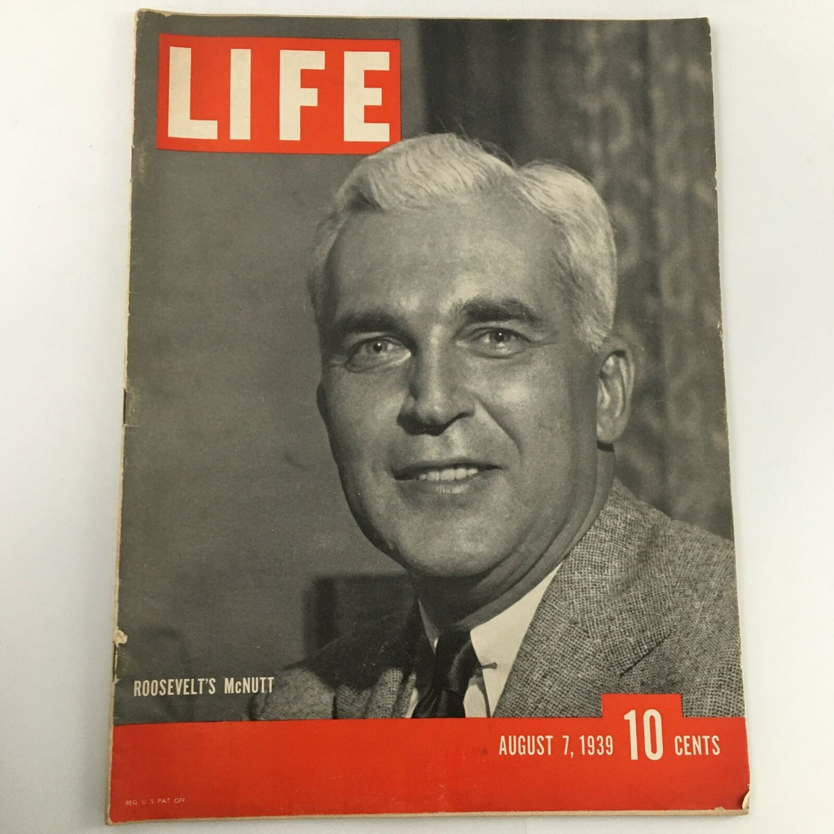 Cover of VTG Life Magazine from August 7, 1939 featuring Governor of Indiana Paul V. McNutt, highlighting historical media from the late 1930s.