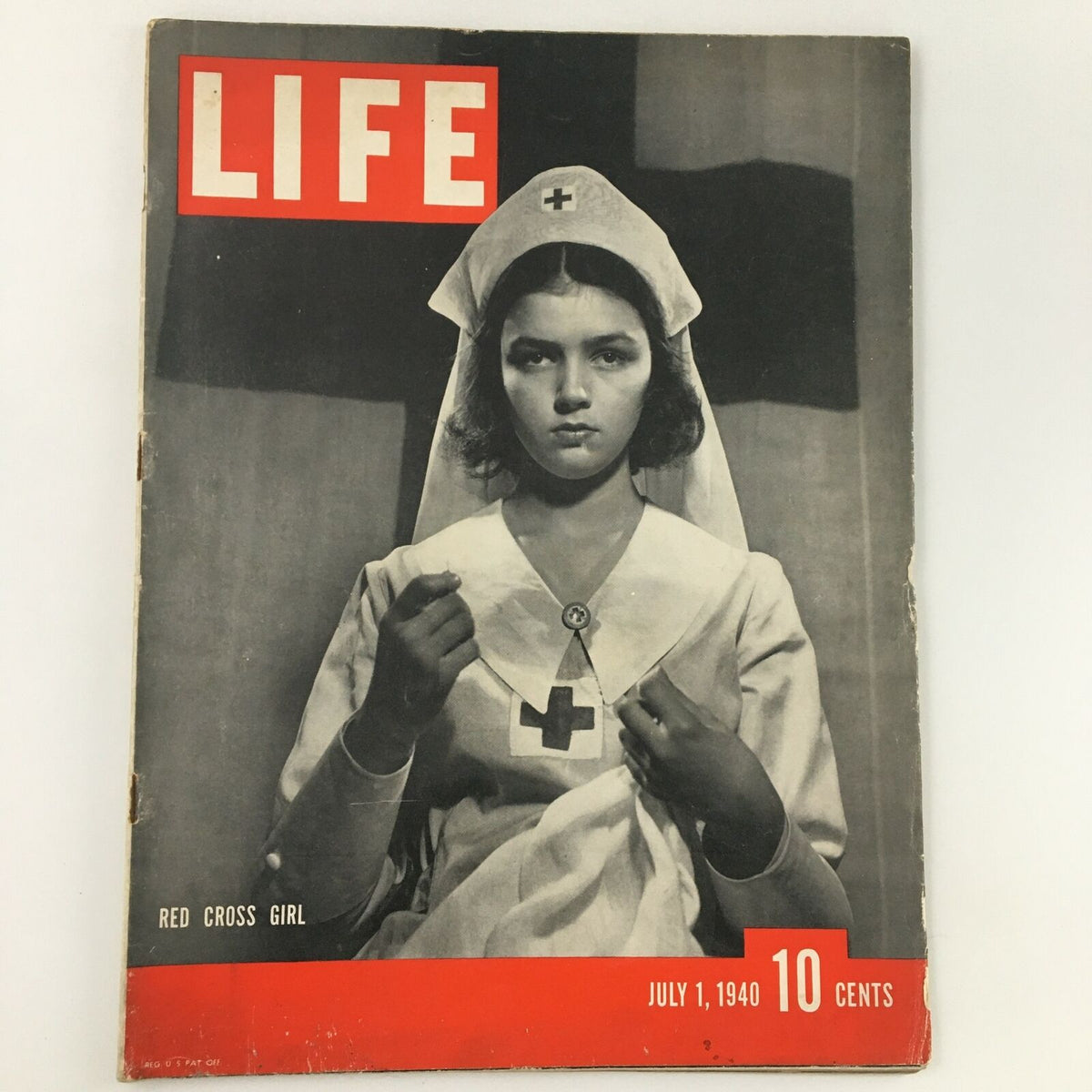 Vintage Life Magazine July 1 1940 featuring a portrait of a Red Cross Girl, showcasing its historical significance during WWII.