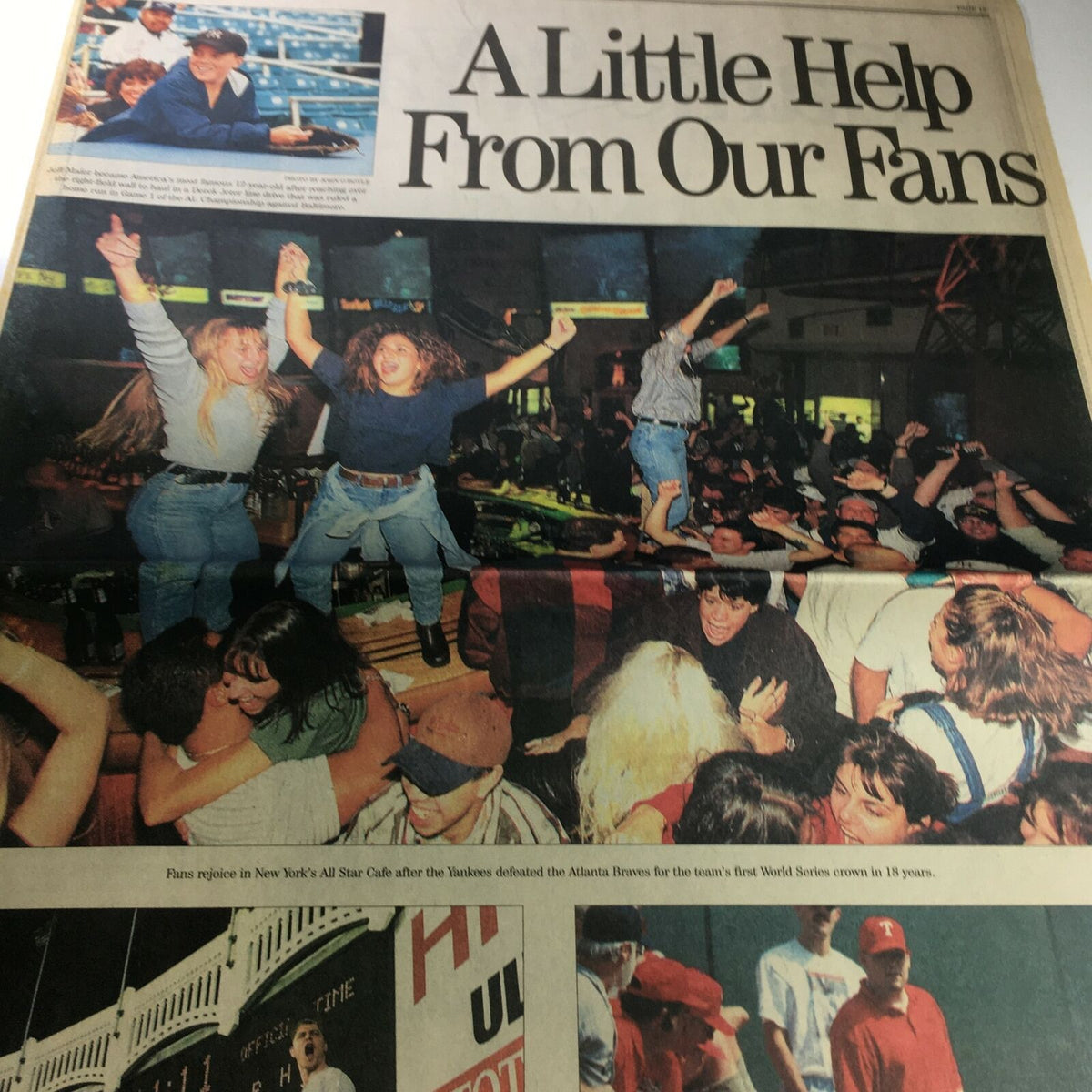 VTG The Star-Ledger Newspaper October 29 1996 - New York Yankees Champions depicting enthusiastic fans celebrating their team's World Series triumph with jubilation.