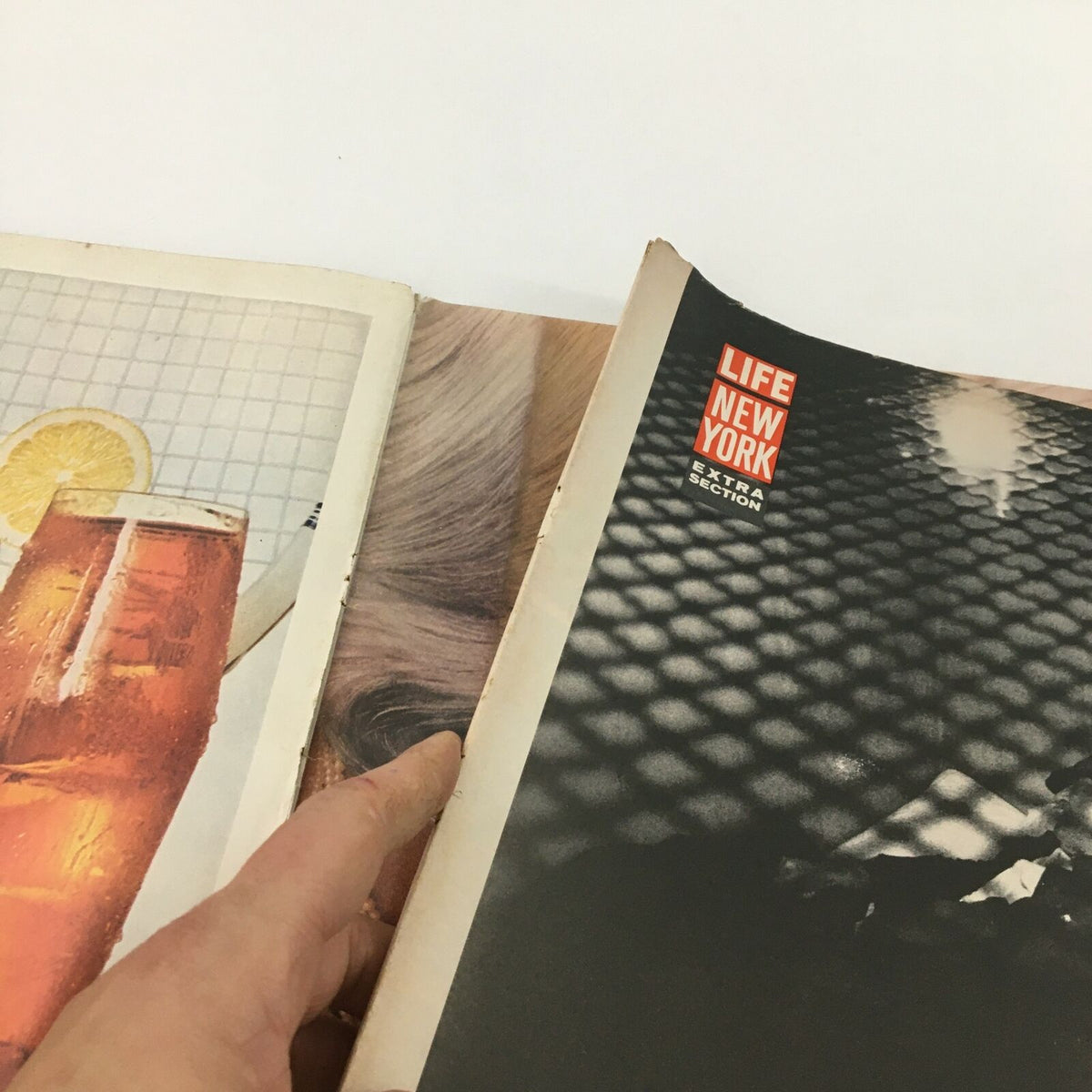Inside pages of the VTG Life Magazine from May 24, 1963, showcasing a drink and other vintage imagery, capturing the essence of the 1960s.