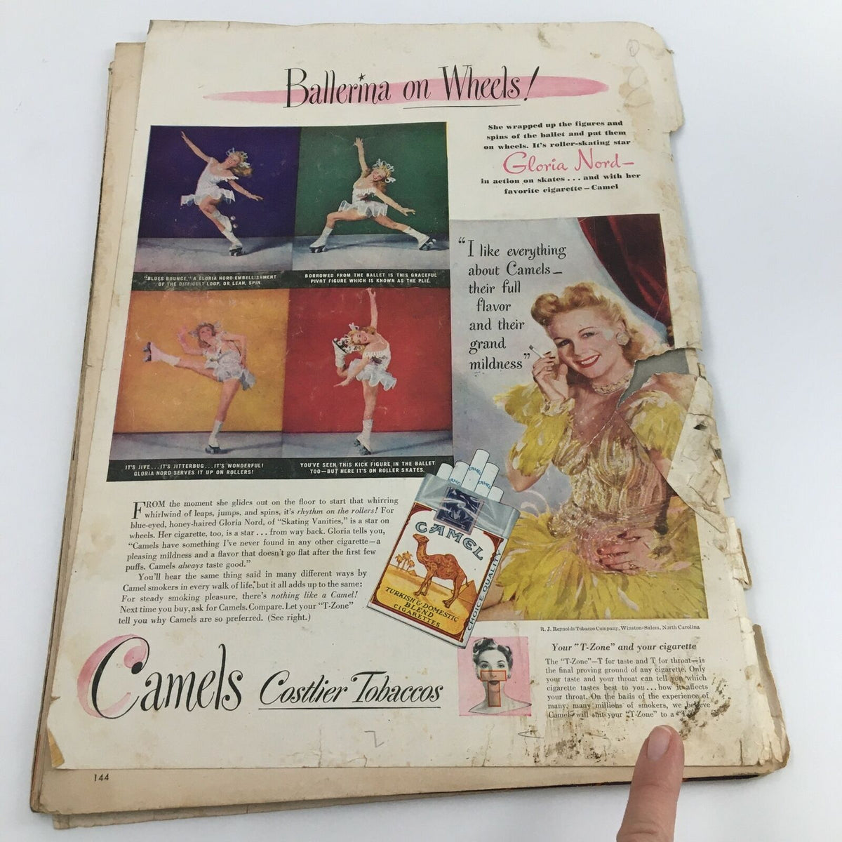 Interior page of VTG Life Magazine November 26 1945, featuring a colorful advertisement titled 'Ballerina on Wheels' with images, showcasing mid-20th century advertising.