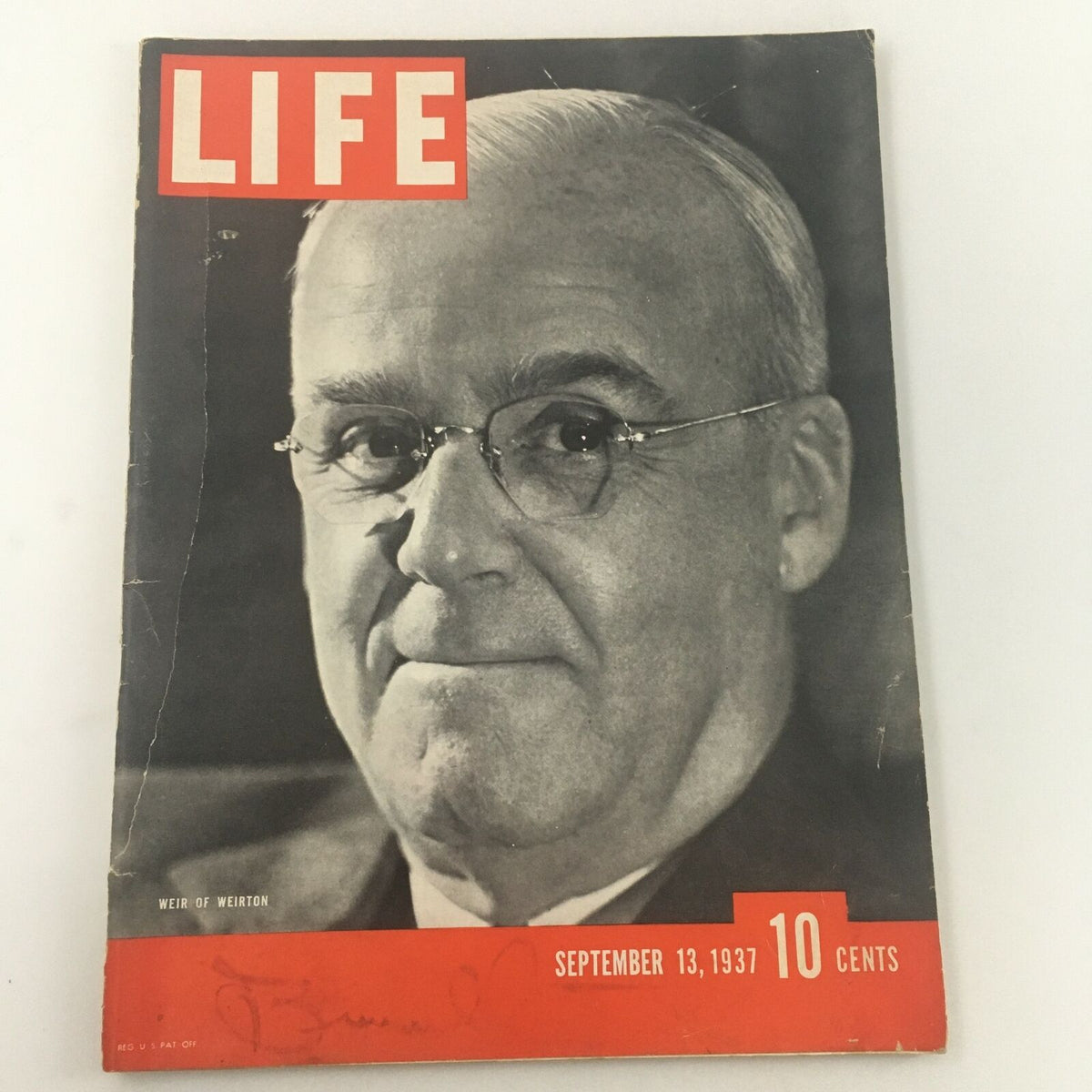Cover of VTG Life Magazine, September 13 1937, featuring a close-up portrait of Ernest T. Weir, highlighting vintage magazine design and historical context.