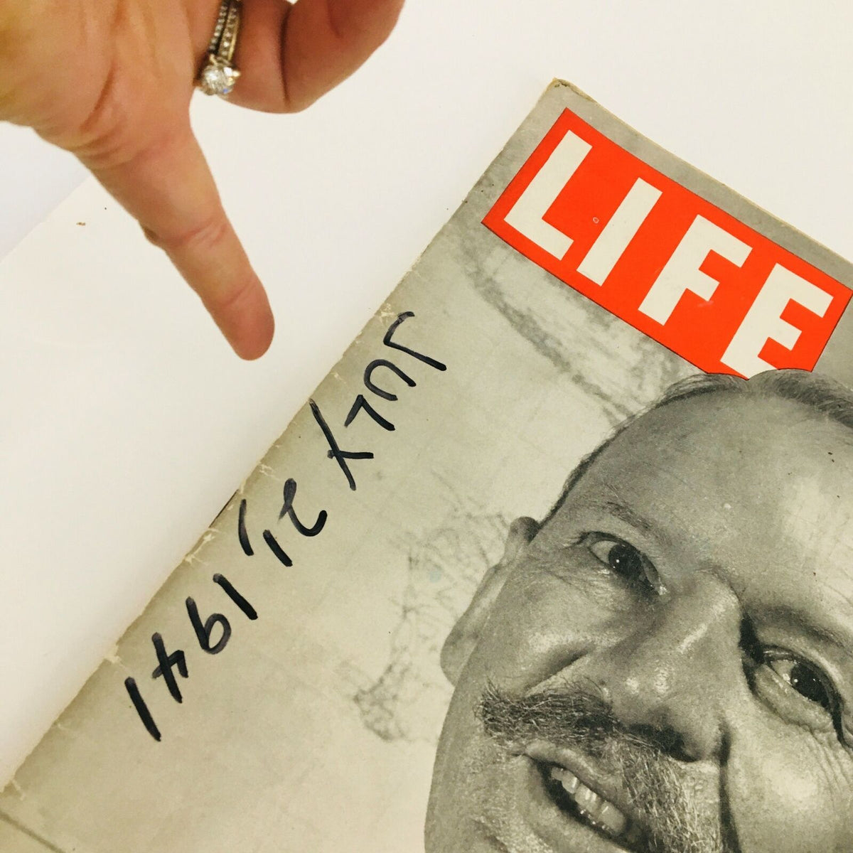VTG Life Magazine July 21 1941 cover showing Commander in Chief Arthur Percival with handwritten date and finger pointing at the title.