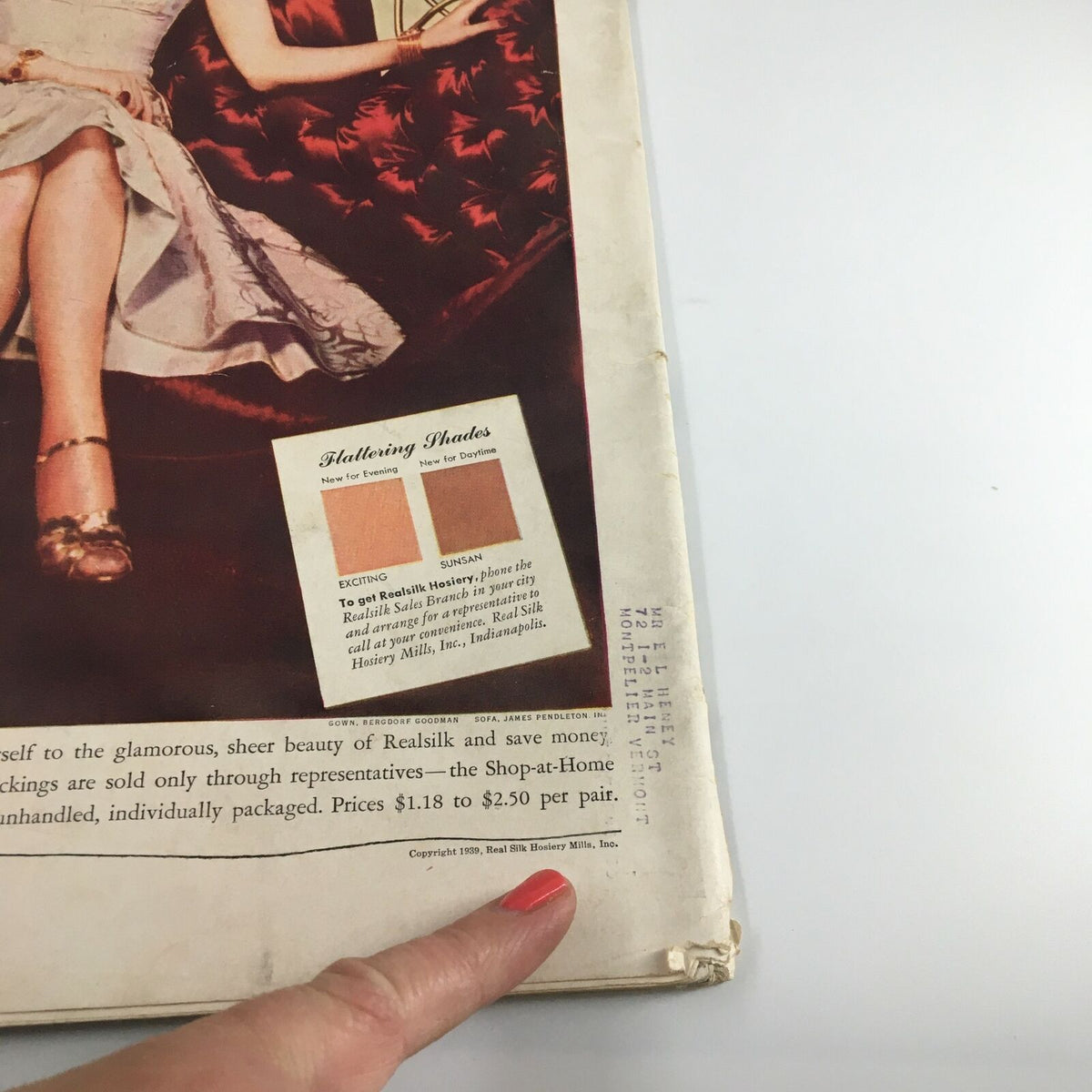 Back cover of the VTG Life Magazine October 23 1939 featuring a vintage advertisement for hosiery, highlighting classic fashion marketing during the 1930s.