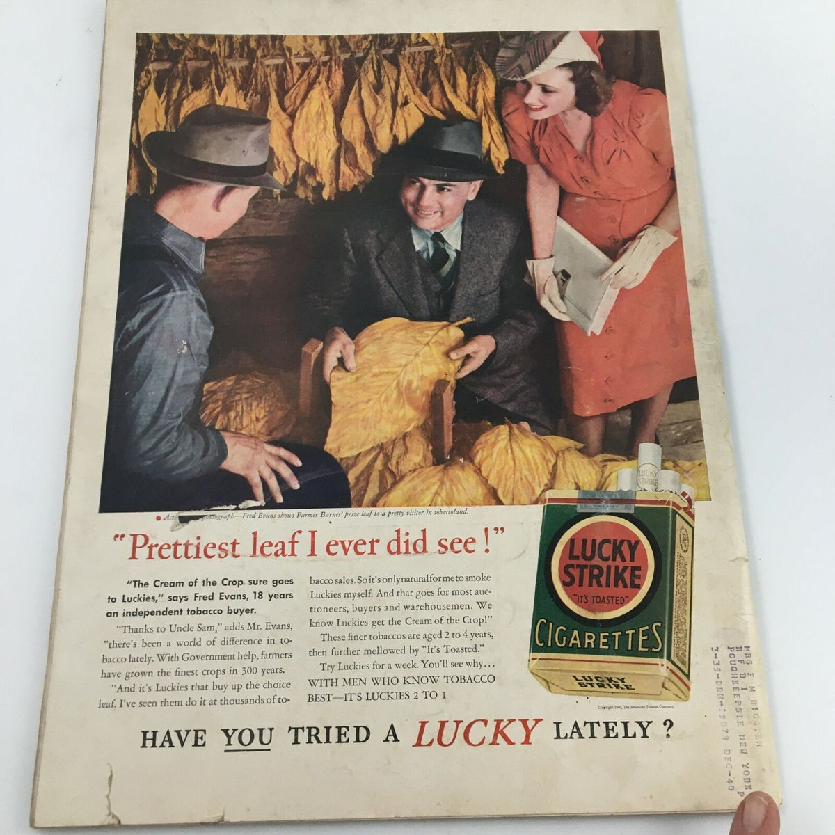 VTG Life Magazine June 24 1940 featuring a vintage advertisement for Lucky Strike cigarettes with men discussing tobacco leaves.