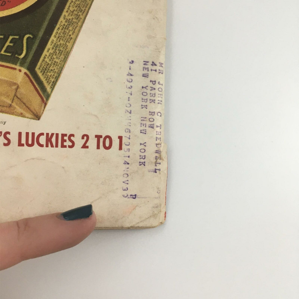 Detail of the back cover of VTG Life Magazine May 30, 1938 showing an address label with a recipient's information, emphasizing the magazine's history and previous ownership.
