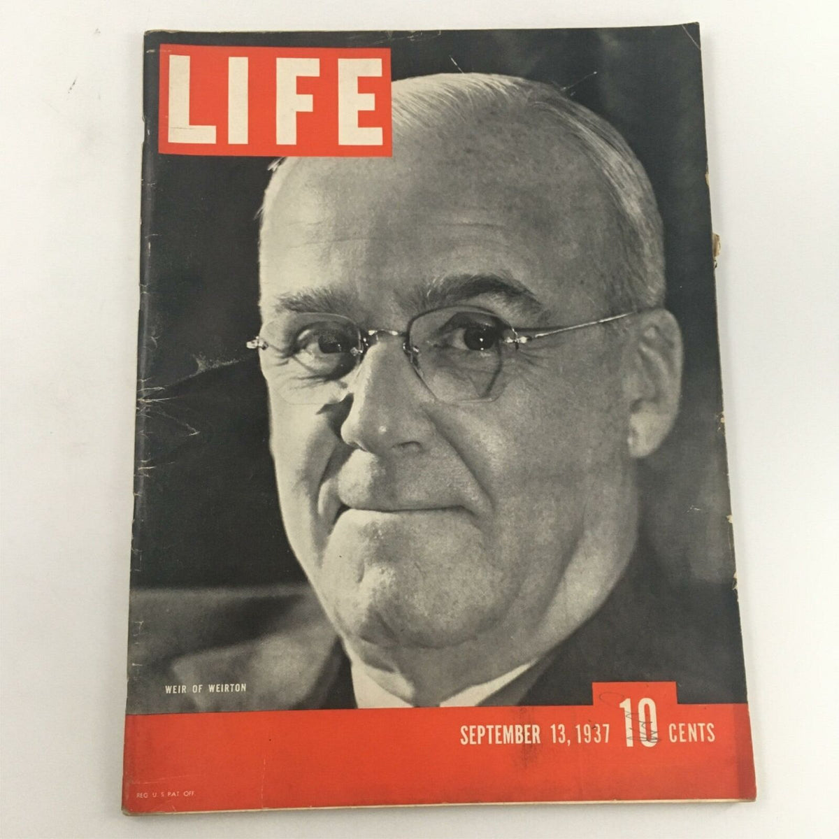 VTG Life Magazine September 13, 1937 featuring Ernest Tener Weir, showcasing a classic cover from the late 1930s.