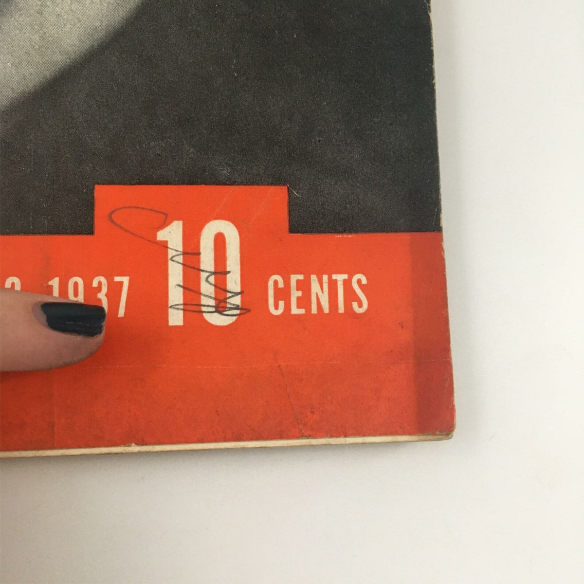 Close-up of the price and date on the front cover of VTG Life Magazine September 13, 1937, highlighting the magazine's original selling price of 10 cents.