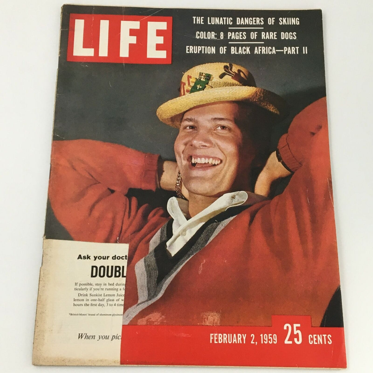 VTG Life Magazine February 2 1959 featuring American singer Pat Boone on the cover, showcasing the vibrant design and nostalgic feel of the era.