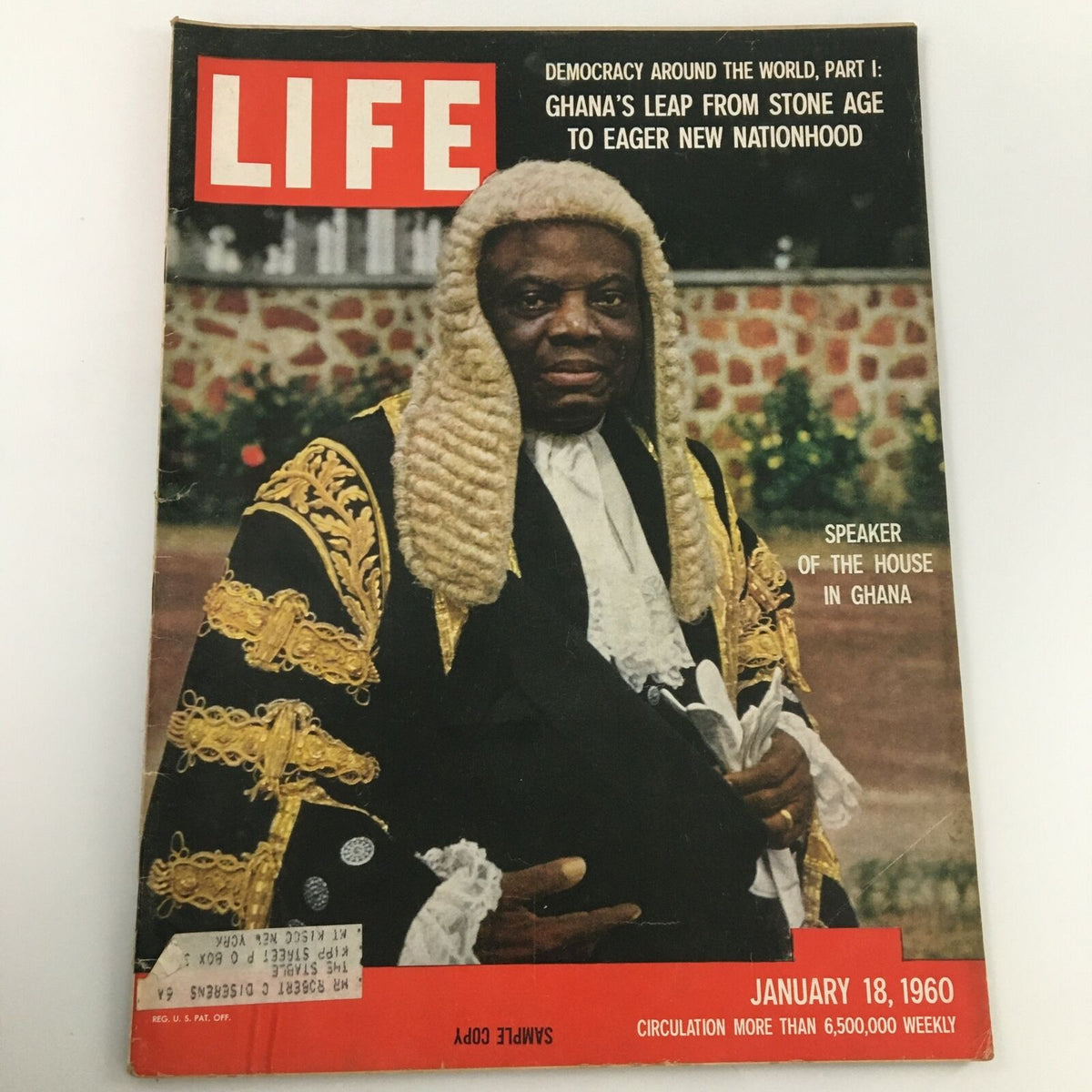 Vintage Life Magazine from January 18, 1960 featuring Speaker Augustus Molade Akiwumi in Ghana, showcasing historical insights and cultural dynamics of the 1960s.