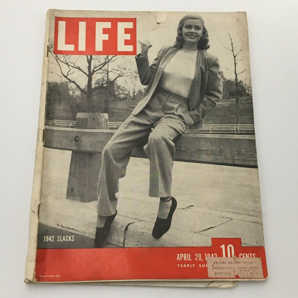 VTG Life Magazine April 20 1942 cover featuring a stylish model in slacks, showcasing early 1940s fashion.