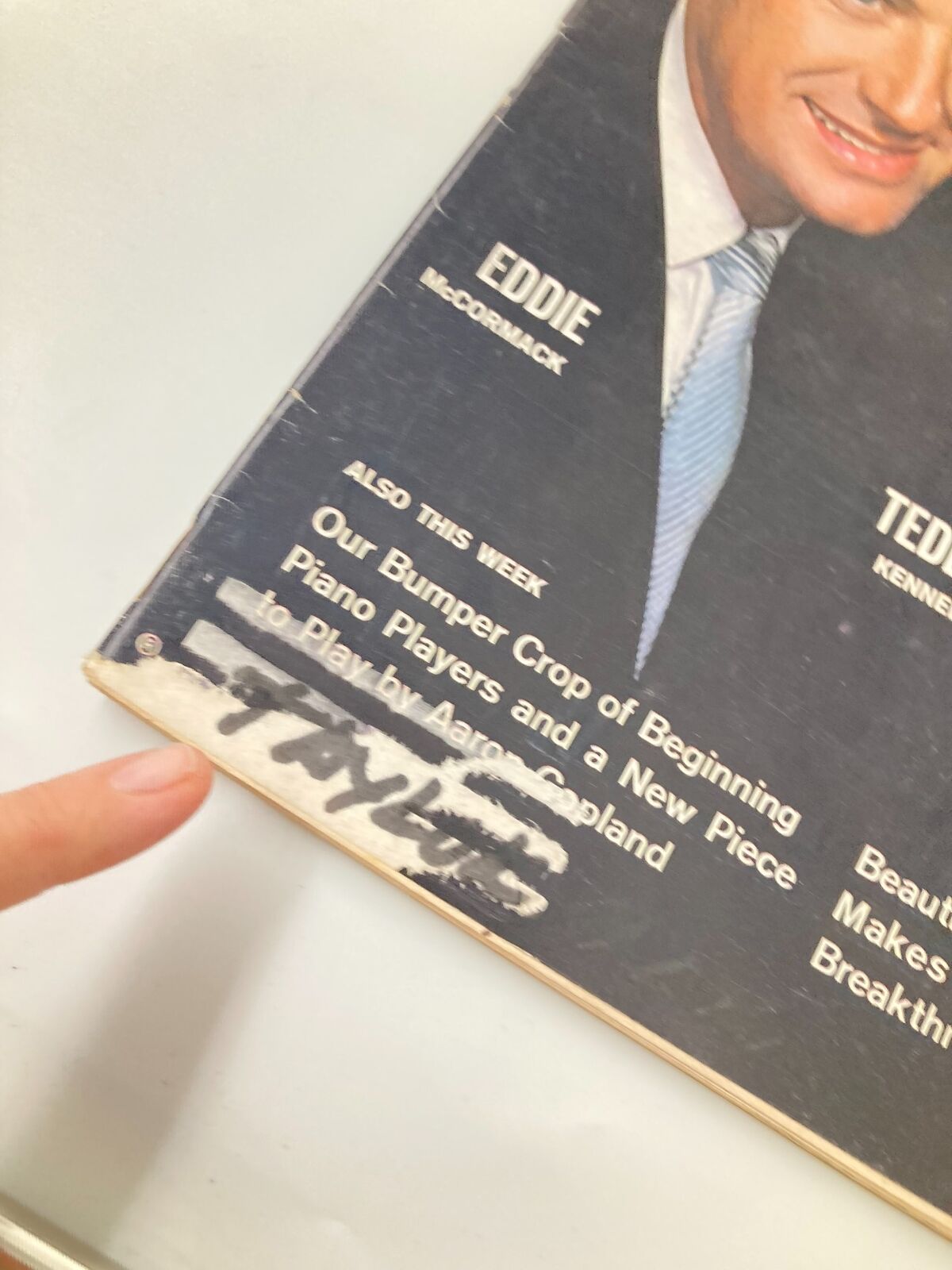 Close-up detail of the vintage Life Magazine cover from June 29, 1962, highlighting the text and handwritten notes on the bottom.
