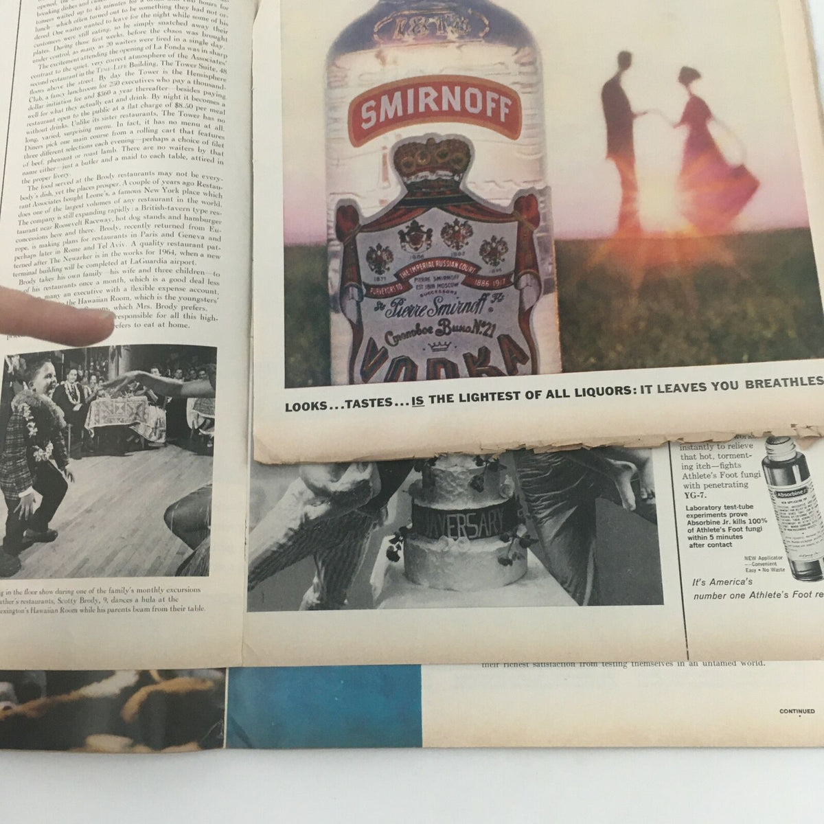 Inside pages of VTG Life Magazine April 7 1961 with advertisements and articles, reflecting the era's design and charm.