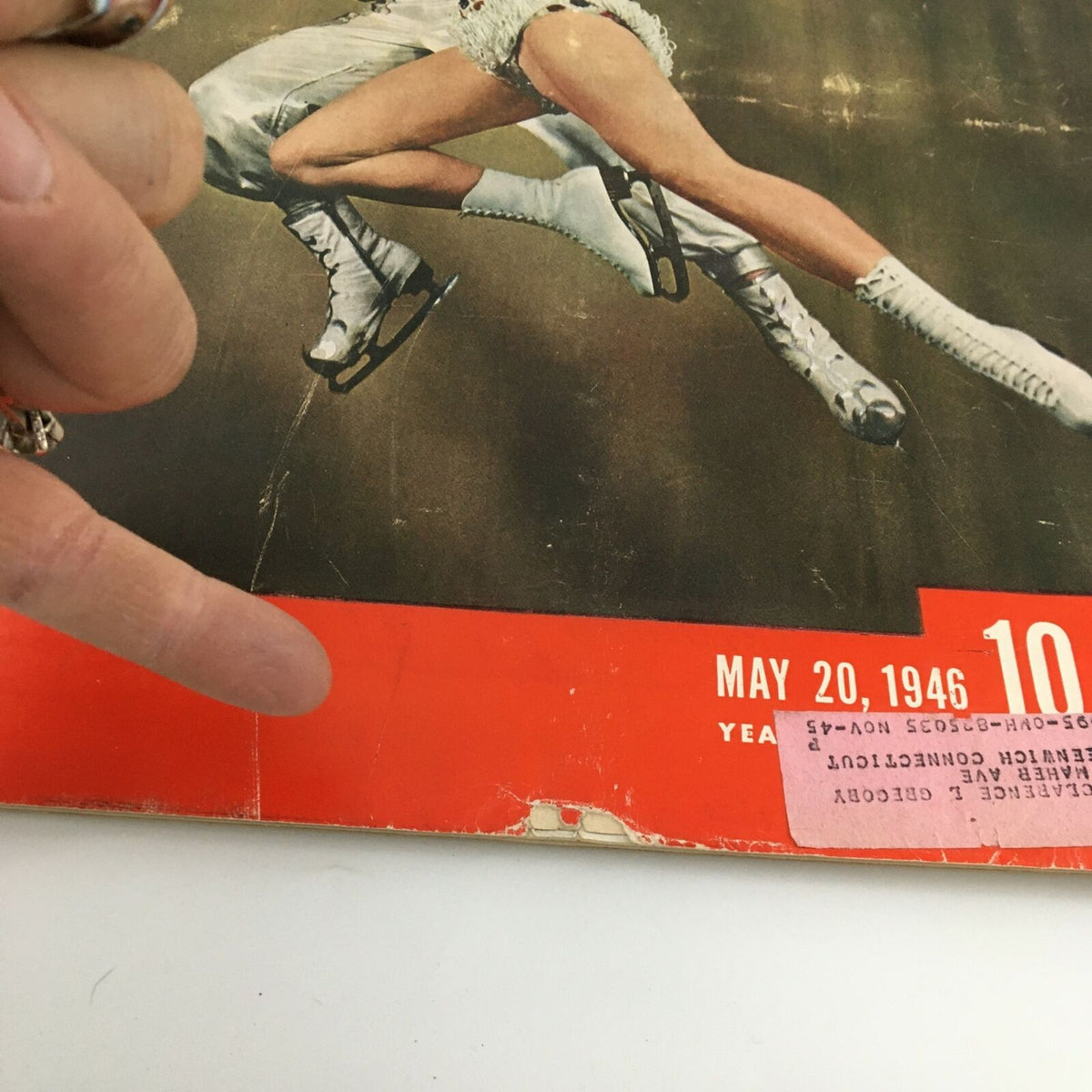 Bottom section of VTG Life Magazine May 20, 1946 cover, displaying the date and price while showing minor wear characteristic of a vintage publication.