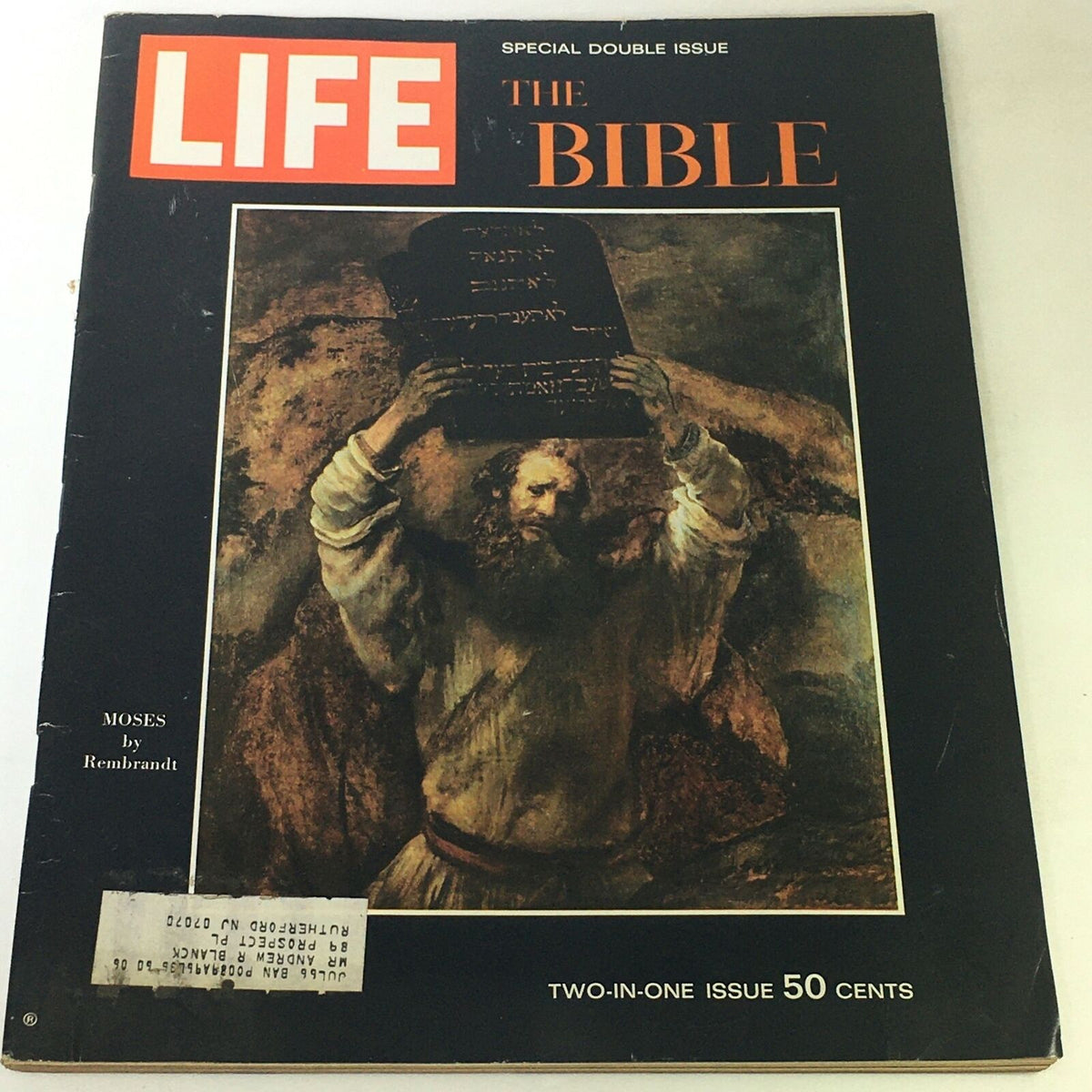 Cover of VTG Life Magazine December 25, 1964, featuring an artwork of Moses by Rembrandt, titled 'The Bible' with a special double issue label.